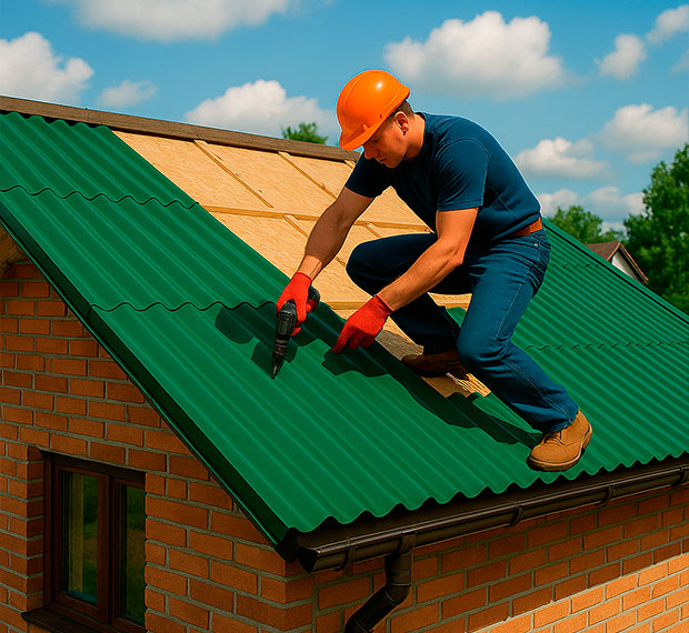 Монтаж кровли из профнастила в Москве